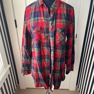H&M Red and Green Plaid Button Down Shirt